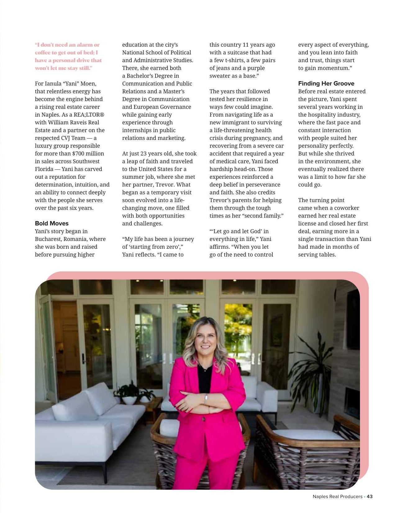 Naples Real Producers, July 2026 — Yani Moen feature, page 2