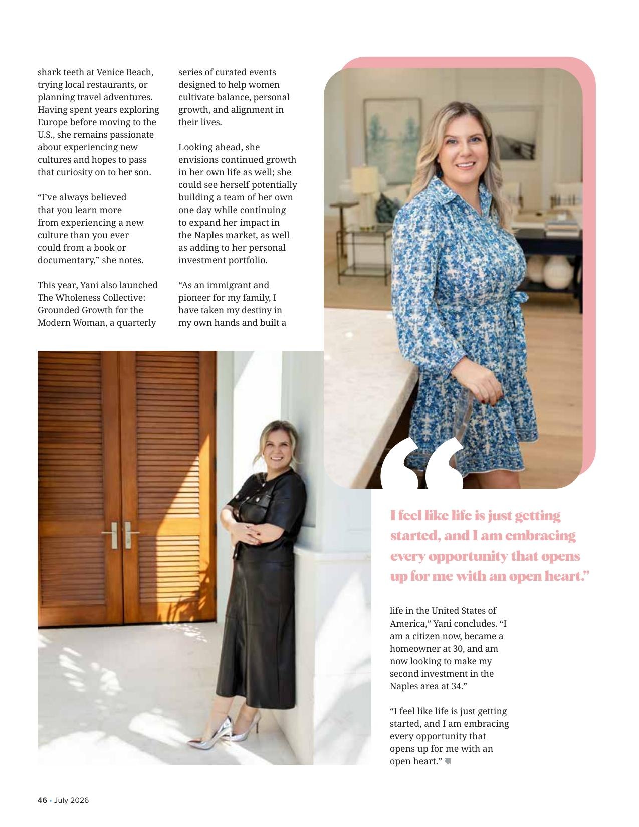 Naples Real Producers, July 2026 — Yani Moen feature, page 5